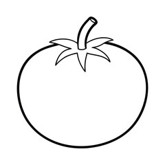 outline tomato with stem on a white background