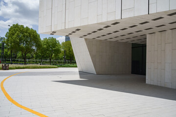 Obraz premium empty brick ground with modern building