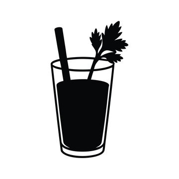 drinks clipart of glass of tomato juice with celer