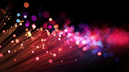 Fototapeta premium Glowing Fiber Optic cable transmitting data – abstract Background
