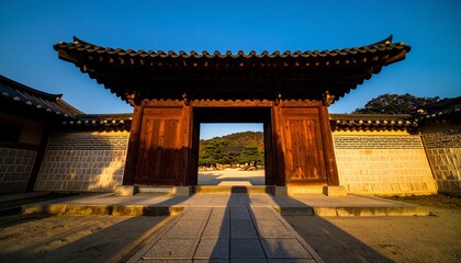 Photograph of a Traditional Korean Hanok Gate