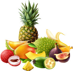 vector illustration of bunch of fruits