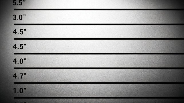 Mugshot Background with Height Chart for Criminal Identification and Law Enforcement, Black and White