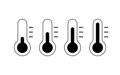 Thermometer with meter levels displaying hot and cold temperatures set. Minimalistic design for temperature regulation and climate control concept. Vector flat illustration