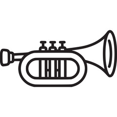 Illustration of a trumpet isolated on white background, a brass instrument used in jazz and classical music, perfect for adding a touch of musical elegance to your project