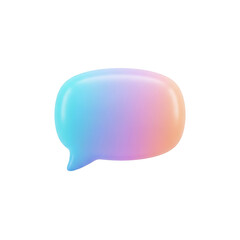 Vibrant, multicolored, 3D speech bubble graphic.