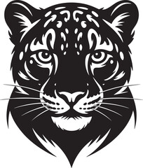 Leopard Face Vector Illustration Black Silhouette with Spots on Transparent Backdrop