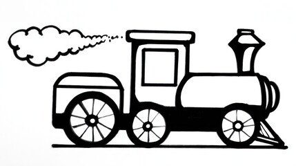 Simple black and white drawing of a train