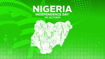 Nigeria independence day, 1st october, map of nigeria with grunge texture