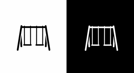 Minimalist Swing Set Silhouette Illustration, Playground Equipment, Black and White Design