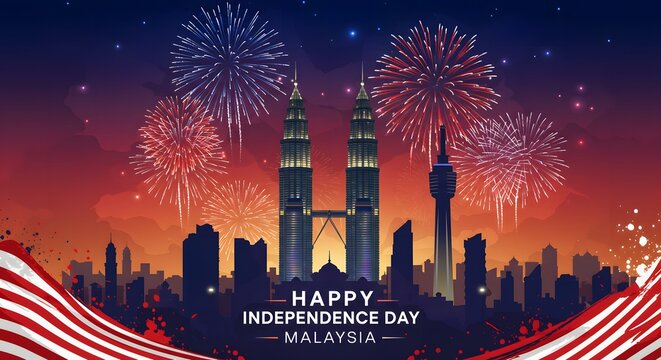Vibrant Fireworks Illuminate Kuala Lumpur's Skyline for Malaysia's Independence Day