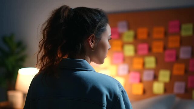A focused student studies late into the night using vibrant flashcards for exam preparation.