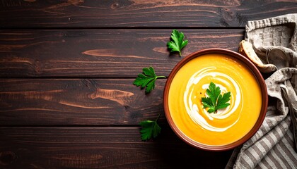 Creamy pumpkin soup in a bowl