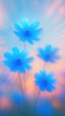 Obraz premium Dreamy blue flowers glowing beautifully.