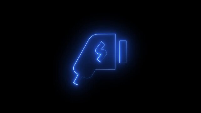 Glowing Neon Car Charger Icon Animation . Glowing Neon EV Charger Animation.Electric Vehicle Charging Symbol with Futuristic Light Effects