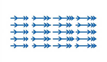 Multiple horizontal rows of stylized blue arrows