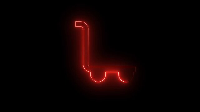 Glowing Neon Dolly Flatbed emty Icon Animation.Animated Neon Dolly Flatbed Icon with Bright Glow for Modern Logistics and Warehouse Management Systems.Neon Dolly Flatbed Icon