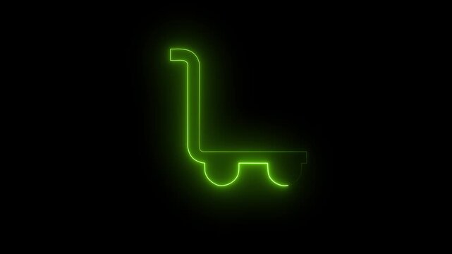 Glowing Neon Dolly Flatbed emty Icon Animation.Animated Neon Dolly Flatbed Icon with Bright Glow for Modern Logistics and Warehouse Management Systems.Neon Dolly Flatbed Icon