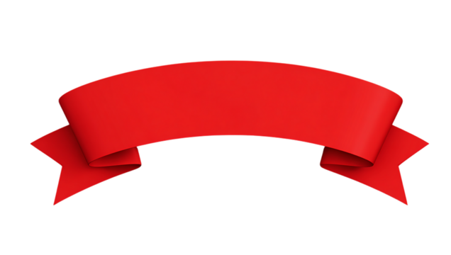 Blank red ribbon isolated on transparent background for message or decoration