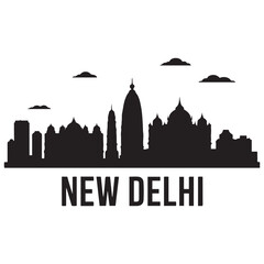 Fototapeta premium New Delhi skyline silhouette. Landscape New Delhi, India. Vector illustration. Vector black silhouette. with white background.