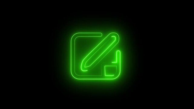 Glowing Neon Edit Animation.Neon Edit Free Icon Animation.right Free Interface Symbol for Editing Tools, Creative Apps, and Digital Platforms