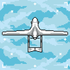 Pixel art military drone illustrations vector 