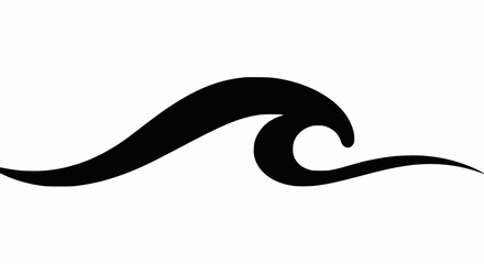 Abstract solid black wave pattern on white background, minimal vector art