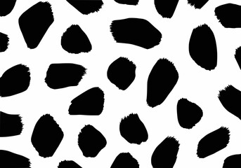 Abstract black brushstroke shapes pattern on white background, solid vector