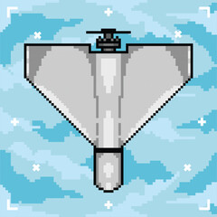 Pixel art military drone illustrations vector 
