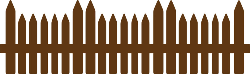Wooden Fence Silhouette Vector – Garden, Backyard, Outdoor, Barrier, Privacy, Security, Rural, Picket, Brown, Decorative, Landscape, Property, Graphic