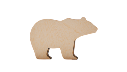 Isolated wooden bear on a black background capturing rustic charm and minimalism featuring a clean