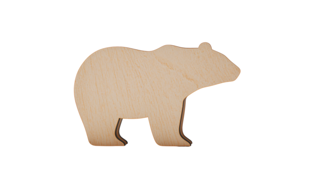 Isolated wooden bear on a black background capturing rustic charm and minimalism featuring a clean