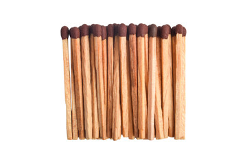 Wooden match isolated on white background. Piles of matchstick