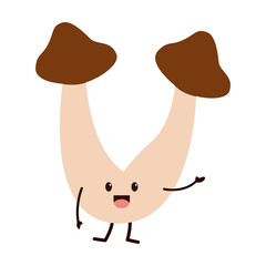 Cartoon Illustration of a Happy Mushroom Character