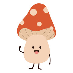 Cartoon Illustration of a Happy Mushroom Character