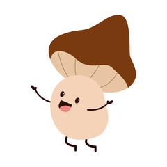 Cartoon Illustration of a Happy Mushroom Character