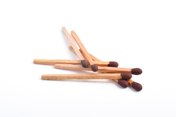 Wooden match isolated on white background