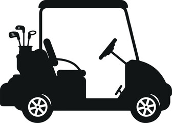 Golf Cart Silhouette Vector Set – Electric Vehicle, Transport, Sports, Golf Course, Driving, Leisure, Club Car, Buggy, Recreation, Mobility, Small Vehicle, Tourism, Outdoor, Travel, Lifestyle, Graphic
