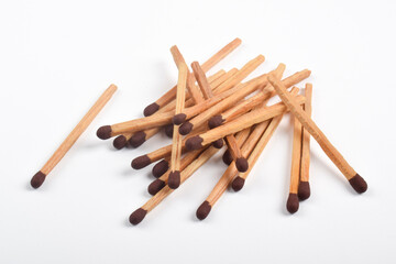 Pile of Wooden match isolated on white background