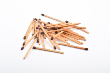 Pile of Wooden match isolated on white background
