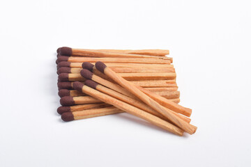 Pile of Wooden match isolated on white background