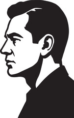 Stylized black and white profile portrait of a young man