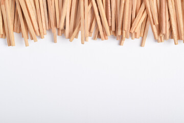 Wooden match isolated on white background, space fo text