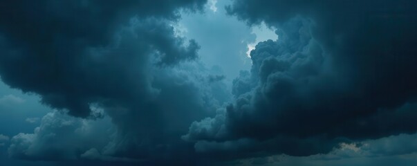 Obraz premium Dark, brooding cloudscape; heavy rain recently passed , textured sky, moody, dark cloudscape