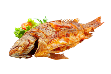 Grilled fish served with fresh greens and garnished with herbs at a seaside restaurant