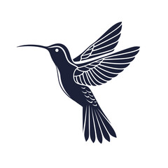 Flying Hummingbird Silhouette Vector – Elegant Tropical Bird Black Icon Design