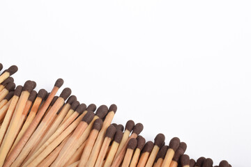 Wooden match isolated on white background, space fo text