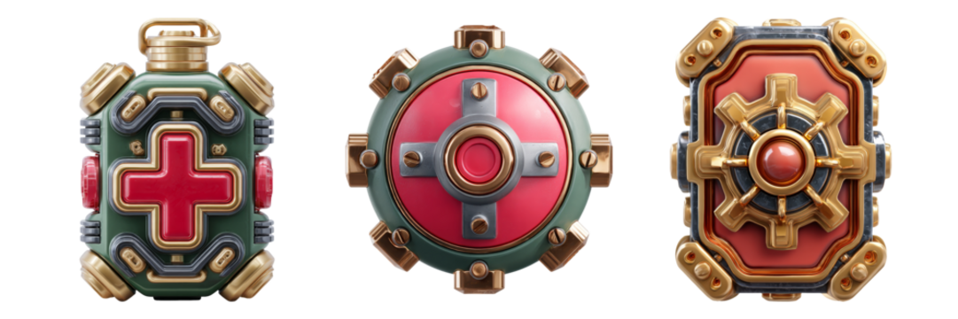 Stylish and Unique Vintage Medical and Mechanical Emblems Design