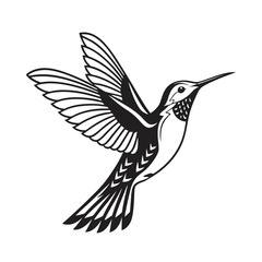 Flying Hummingbird Silhouette Vector – Elegant Tropical Bird Black Icon Design