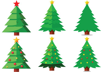 Vector art of set of christmas tree vector illustration, isolated on white background